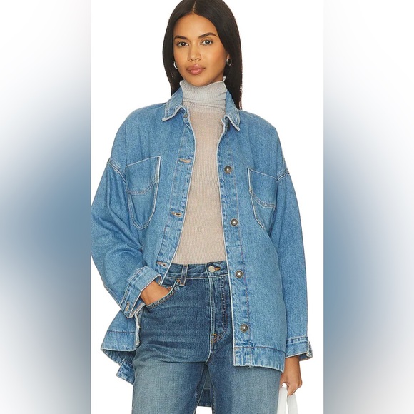 Free People x We The Free Madison City oversized Denim Jacket solar wash Small - Picture 9 of 11